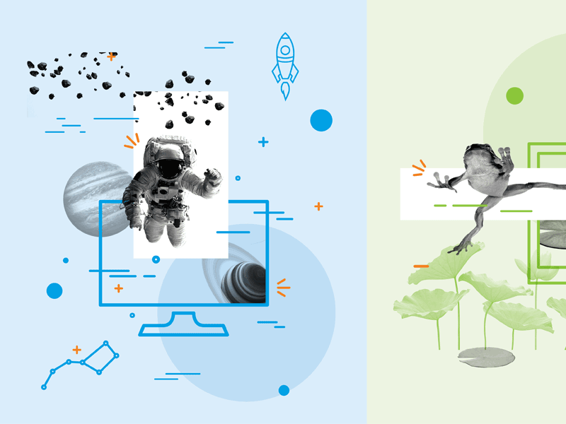 Exploring collage illustration science space