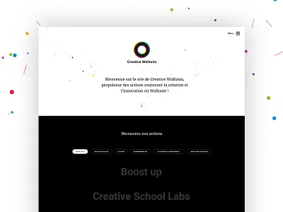 Creative Wallonia - Homepage black creativity dogstudio fonts layout product scroll simple webdesign white