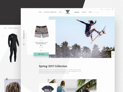 VISSLA Redesign Concept – Quickshop Motion Study animation concept ecommerce quickshop redesign shop slider surf ui ux vissla web design