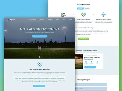 Xavin Webiste crowdfunding investment landingpage sports website