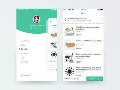 Shopping Cart design flat simple sketch ui ux