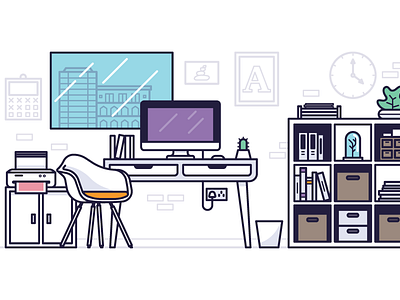 Superhero Studios building design hero icon illustration office space super web