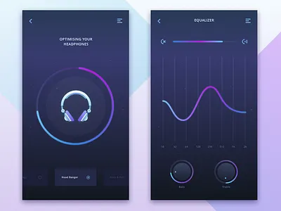 Headphone Link - Night Mode app audio profile bass booster equalizer gradient headphone minimal music uiux