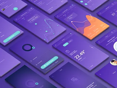 BabyTracker UI Showcase app baby charts gradients graphs interface kit mobile purple tracker ui