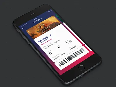 Movie Ticket Detail View card view dark gray movie ticket movies app online tickets for movies proxima nova purple