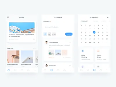 Internal Corporate Apps apps calendar card clean feedback home ios minimal pastel photo ui