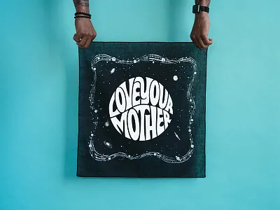 Love Your Mother (pt 2) 70s bandana lettering psychedelic retro screenprint