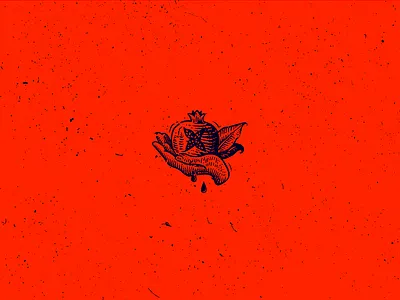 pomegranate drops engraving garnet hand pomegranate print vintage x