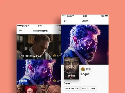 Cinemania App app cinema inprocess ios logan media movie movies sketch ui video