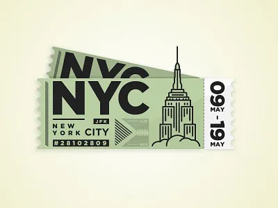 #NYC Tickets color design empire state building green illustration nyc ticket travel ui