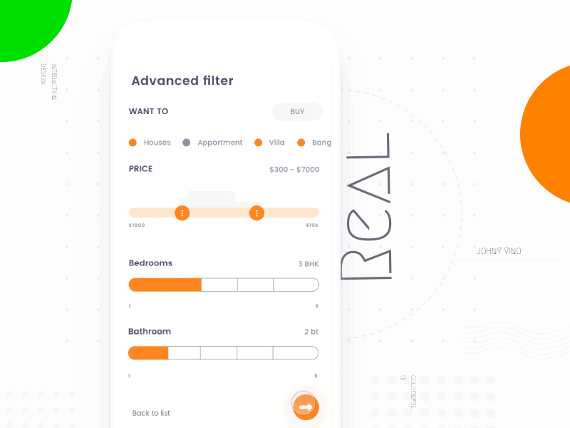My real estate Concept android app card draw filter house ios johnyvino map minimal mobile real