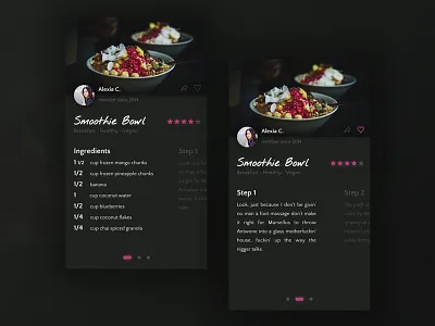 Daily UI #040 - Recipe cook daily ui dark design food ingredients ios mobile application recipe ui ux