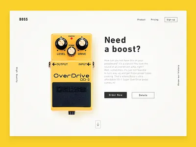 DailyUI #003 Landing page 003 boost dailyui landing overdrive pedal ui
