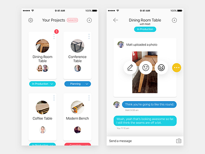 Grid + Chat app chat grid ios iphone ui