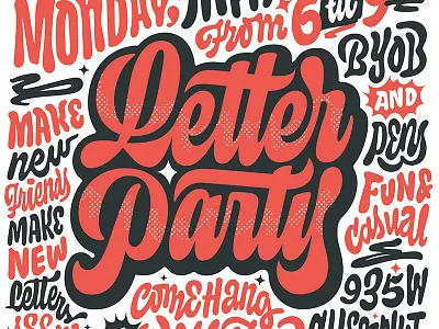 Letter Party! casual dimensional juicy lettering party psychedelic script type typography