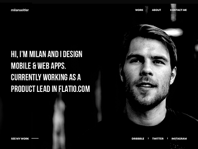 Personal website concept #3 black concept hero landing minimal personal photo portfolio ui web white