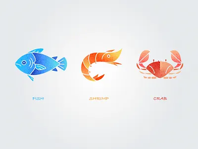 Seafood fish foodie icon illustration logo seafood shrimpcrab