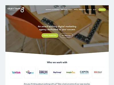 Gravytrain clean design homepage marketing ui ux website