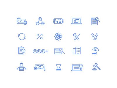 Icon Set consultancy finance icons laptop line money robot startup web