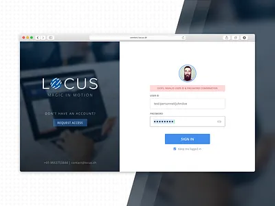 Locus SignIn Screen dashboard error form locus login logistics password sign in sign up ui ux web
