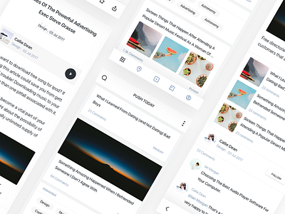 An information concept project of mobile app. app blog clean colors grid minimalism type typography