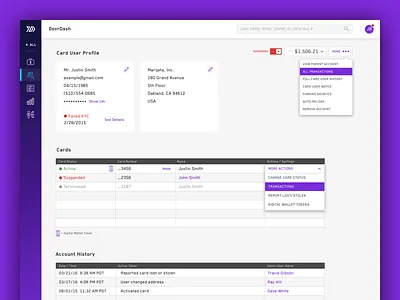 Customer Details Redesign cards credit card dashboard digital wallet marqeta payments responsive tokenization tokens virtual card wallets