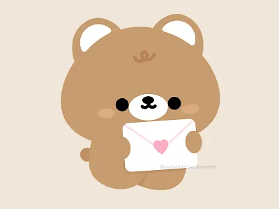 Brown Bear Love Letter adorable animal bear cute design graphic illustration kawaii letter logo love romance