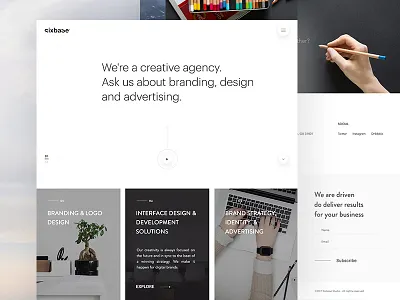Studio Landing Page Exploration 02 design flat grid menu navigation portfolio print site typography ui web