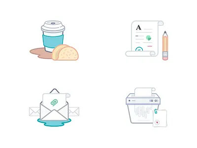 Hungry Techs Empty State Illustrations #1 attachment coffee contract cup document drink message paper pencil shredder spilled taco