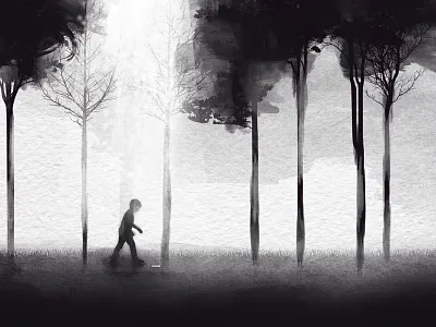 missed calls app black brushes dark forest minimal phone watercolor white wood