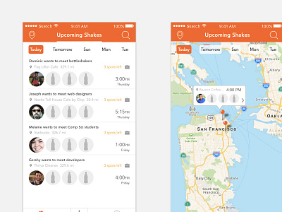 Upcoming Shakes bottleshake business days filter map meeting search social today tomorrow upcoming