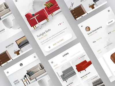 Furniture Store cart e commerce furniture interior living minimal modern shop store ui ux