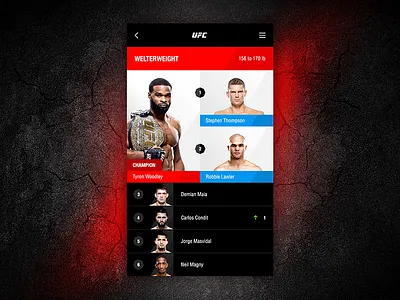 UFC welterweight division standings—Daily UI #019 app dailyui dark leaderboard standings ufc ui