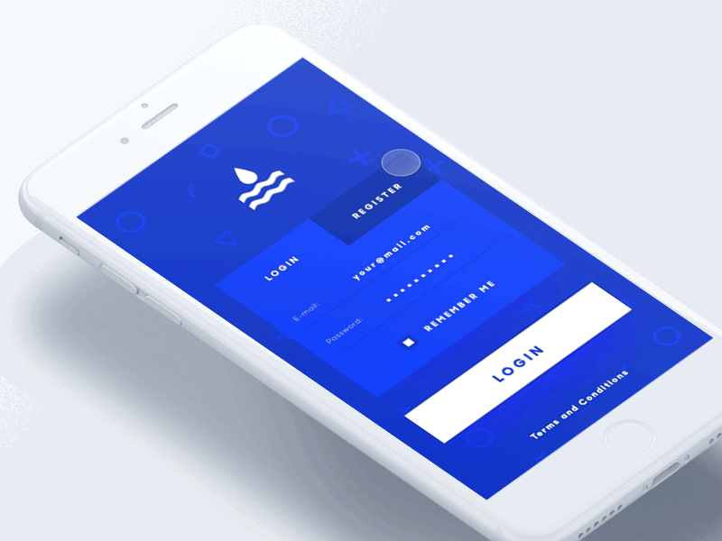 Login/Register Interaction blue confetti gif interaction login principle register sketch