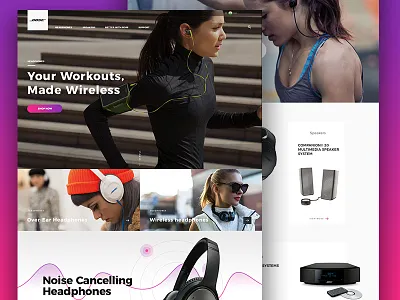 Bose Website Concept bose branding concept earphone grid headphones interface onepage redesign ui webdesign website