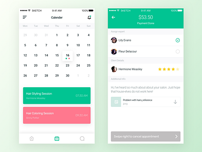 Appointments app appointments beauty calender clean dailyui ios minimal ui userinterface ux
