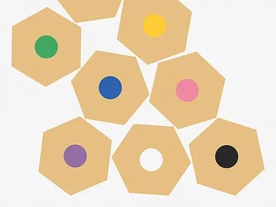 Stacked Pencils colored pencils crayon cross section hexagon minimal poster prismacolor rainbow school stacked