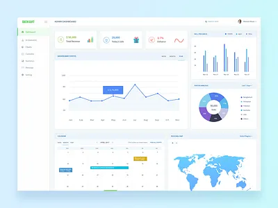 Datasoft Admin Dashboard - Home Page 02 admin analytics bar chart curve dsahboard filter listing pie sales statistics table