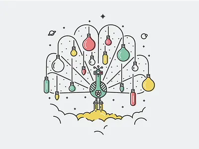 Illusions of peacock character color designer draw funny illustration magic marketing peacock shapes vector