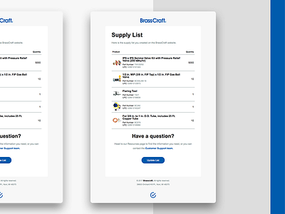 Brasscraft Supply List Email design email invoice mail mailing supplies supply list wishlist