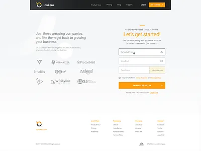 Nukern Signup page black modern nukern orange sign up simple ui ux