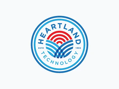 Heartland communication fiber field flag identity logo process sketches stripes sunset wi fi