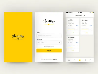 Medicine reminder and shopping app UI cart health medicine reminder shop shopping status
