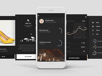 Bolt 2.0 3d animation black gif ios minimal mockup presentation ui uikit ux white