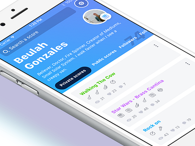 IOS Profile blue card flat ios iphone mobile music profile ui ux