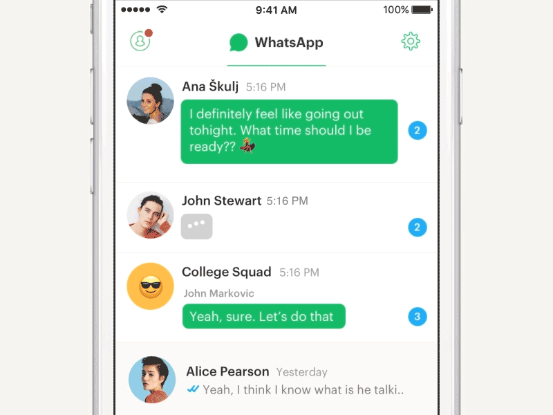 Whatsapp Chats Layout and Animation — Concept animation chat inbox loading messages typing ui ux whatsapp