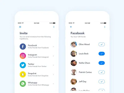 Invite Friends facebook friends instagram invite