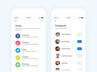Invite Friends facebook friends instagram invite