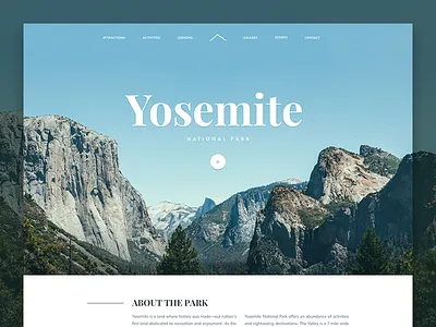 Yosemite National Park home home page landing landing page mountain nature park ui web web design yosemite