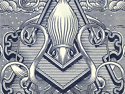 A is for Atlantic alphabet atlantic drawing drop cap hand drawn illustration lettering ocean octopus texture type typography